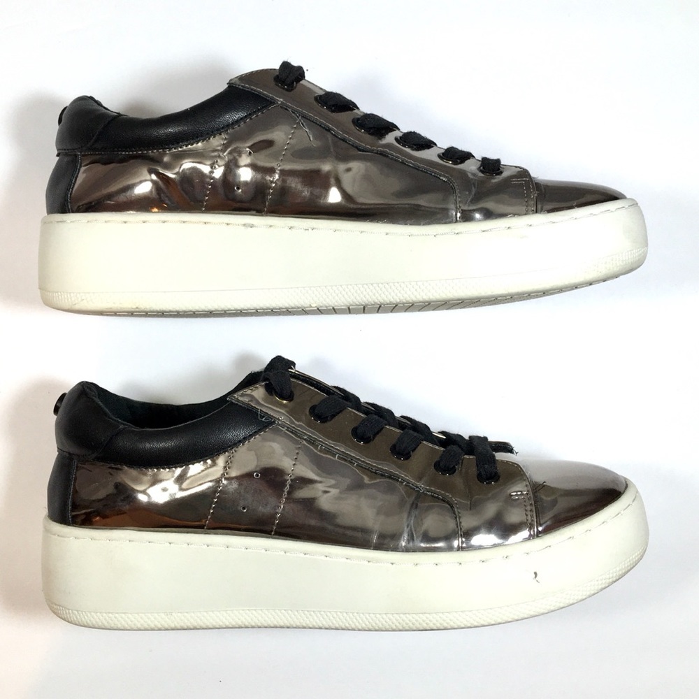 STEVE MADDEN Bertie-M carbon metallic platform sneakers 9